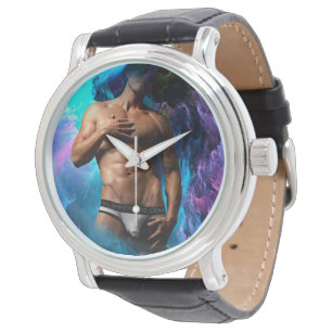 Relógio SlipperyJoe's cueca masculina musculosa protuberân
