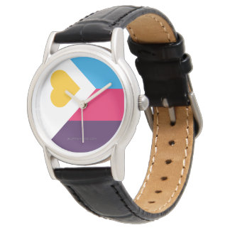 Relógio SlipperyJoe's tricolor polyamory pride flag three 