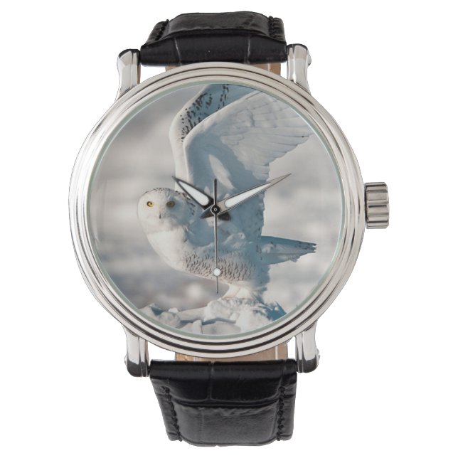 Relógio Snowy Owl a sair da neve (Frente)