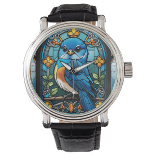 Relógio Sobrevivente-azul majestoso perfurado na janela de