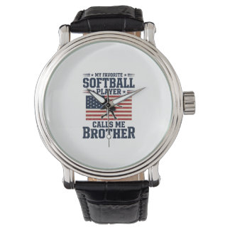 Relógio Softball Brother Patriotic Vintage Engraving Shirt