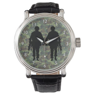 Relógio Soldado Militar/Silhueta Guerreira com Camo