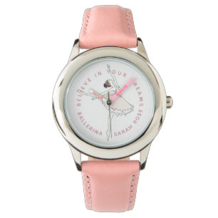Relógio Sonhos de nome personalizado de uma garota rosa-es