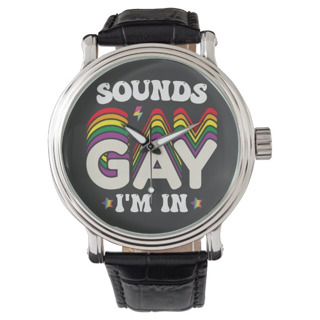 Relógio Sons Groovy do Orgulho LGBT Gay Estou Dentro (Frente)