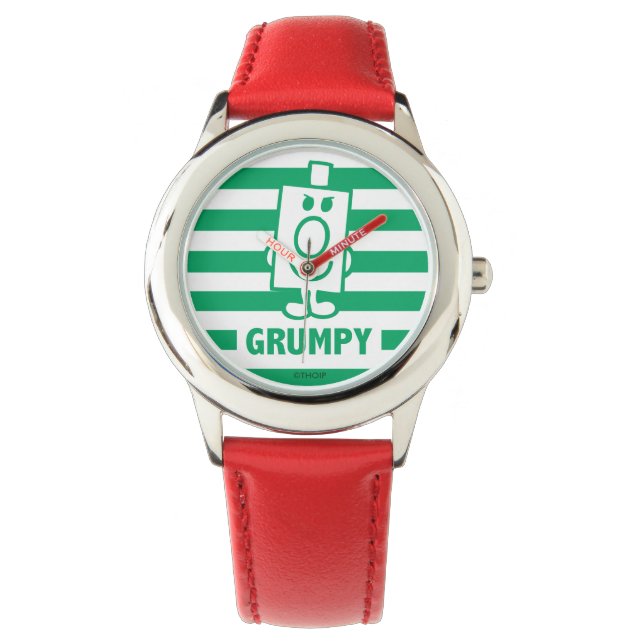 Relógio Sr. Grumpy | Grin Mischievous e faixas verdes (Frente)
