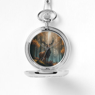 Relógio Stag in the Majtic Wood's Pocket Watch Design