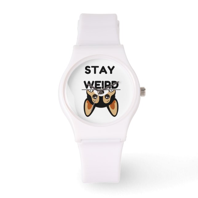 Relógio Stay Weird Funny Boston Terrier Cartoon Dog (Frente)