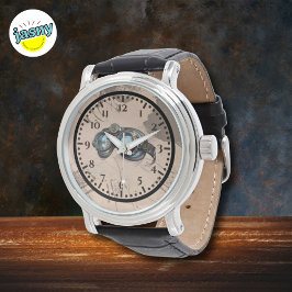 Relógio Steampunk Gogggggggggggg Black Leather Watch