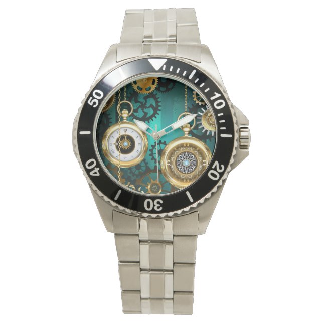 Relógio Steampunk Jewelry Watch em um fundo verde (Frente)