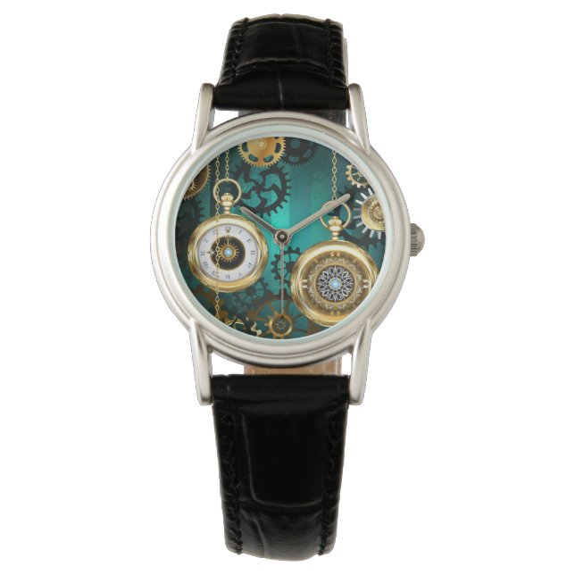 Relógio Steampunk Jewelry Watch em um fundo verde (Frente)