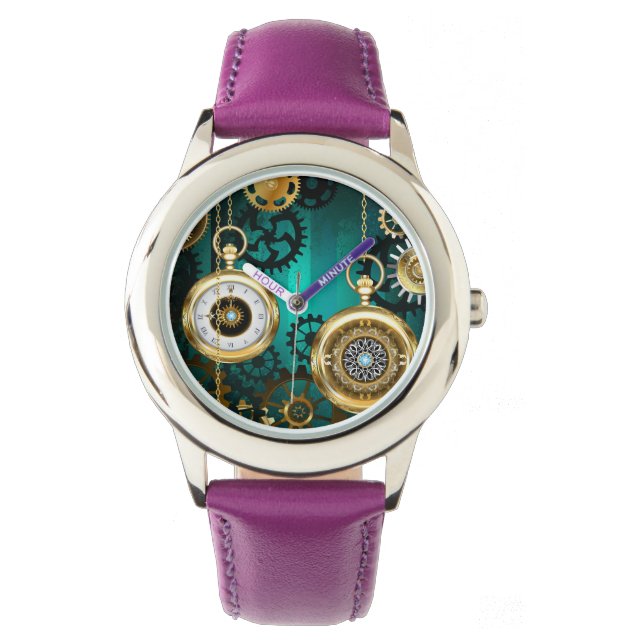 Relógio Steampunk Jewelry Watch em um fundo verde (Frente)
