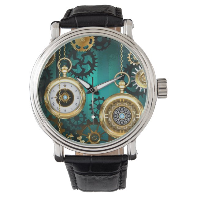Relógio Steampunk Jewelry Watch em um fundo verde (Frente)