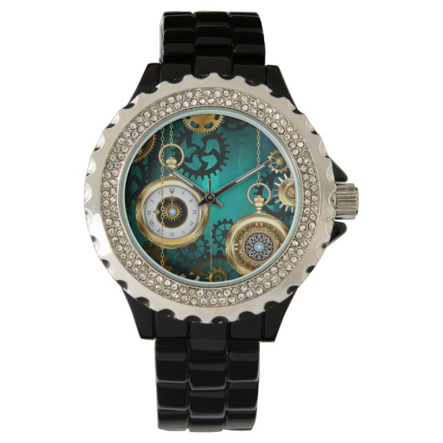 Relógio Steampunk Jewelry Watch em um fundo verde (Frente)