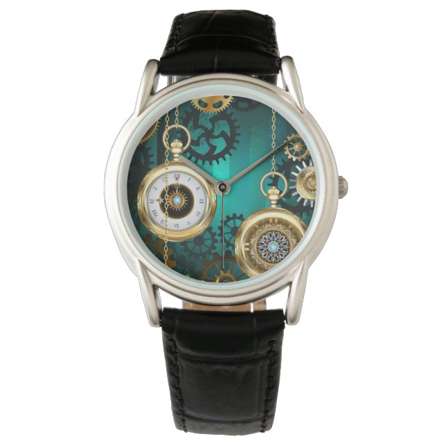 Relógio Steampunk Jewelry Watch em um fundo verde (Frente)