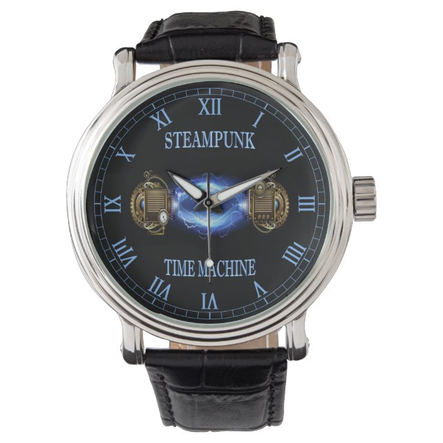Relógio Steampunk ~ Máquina da Hora da Onda Azul Eletrônic (Frente)