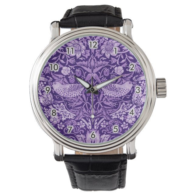 Relógio Strawberry Thef Purple, William Morris (Frente)