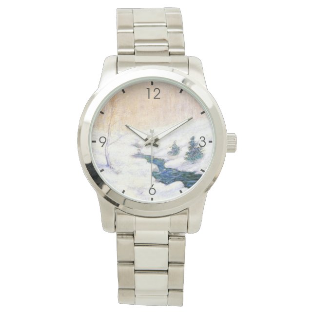 Relógio Stream em uma paisagem de inverno de neve (Arte de (Frente)