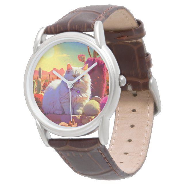 Relógio Stylish fluffy cat watch for cat lovers (Angular)