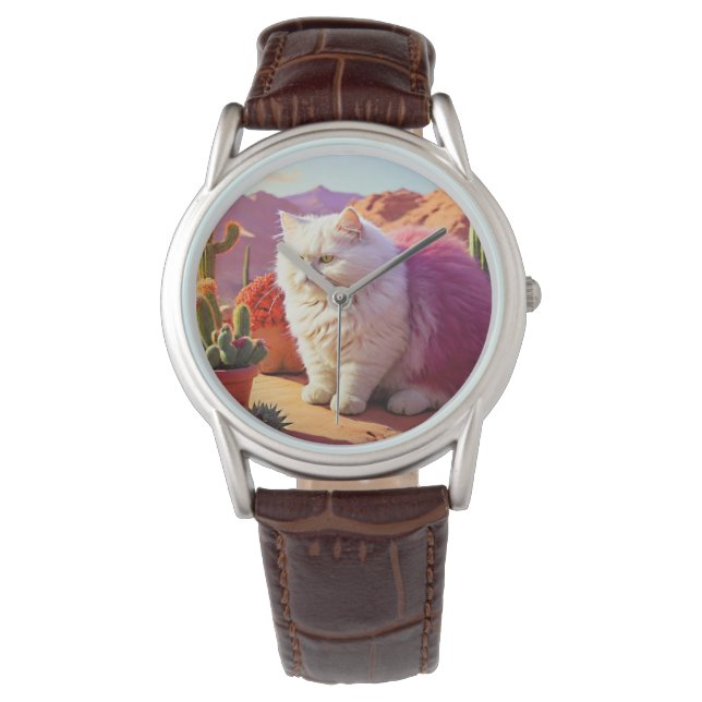 Relógio Stylish fluffy cat watch for cat lovers. (Frente)