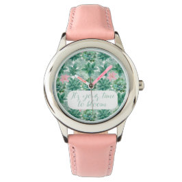 Relógio Suculentes personalizáveis "É seu momento de flore