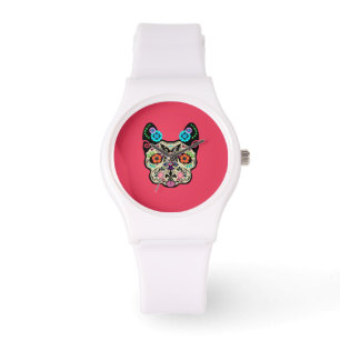 Relógio Sugar Skull Frenchie - Rosa