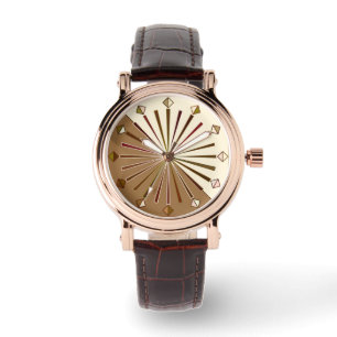 Relógio Sunburst Geométrico Moderno, Brown, Taupe e Beige