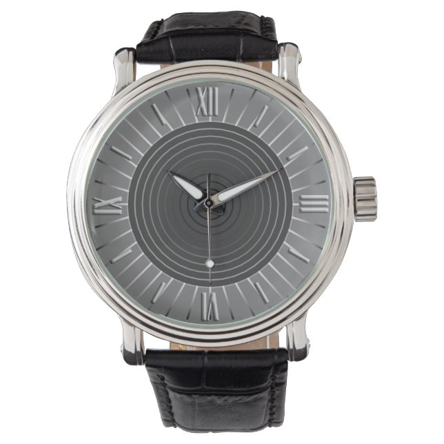 Relógio Sunburst Geométrico Moderno - Cinzas de Hematite E (Frente)