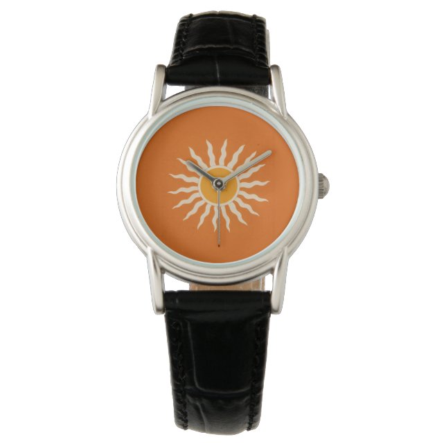 Relógio Sunburst Minimalist Terracotta Orange Watch (Frente)