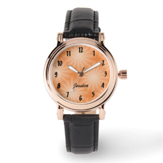 Relógio Sunburst Pretty Peach com Nome Personaliza