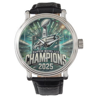 RELÓGIO SUPER BOWL LIX CHAMPIONSHIP PRETO LEATHER WATCH