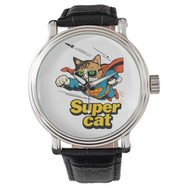 Relógio Super Gato Voando com Peixe  (Frente)