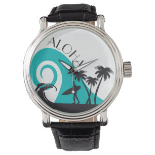 Relógio Surf Aloha Moderno e Palmeiras