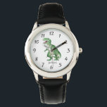 Relógio T Rex Dinossaur Kid<br><div class="desc">Fierce T Rex,  um dinossauro pré-histórico,  vigia a aquarela para rapazes ou raparigas. Pulseira para Relógio Preta. De volta à escola ou presente de Natal. Escolha a sua própria cor de banda de relógio.</div>