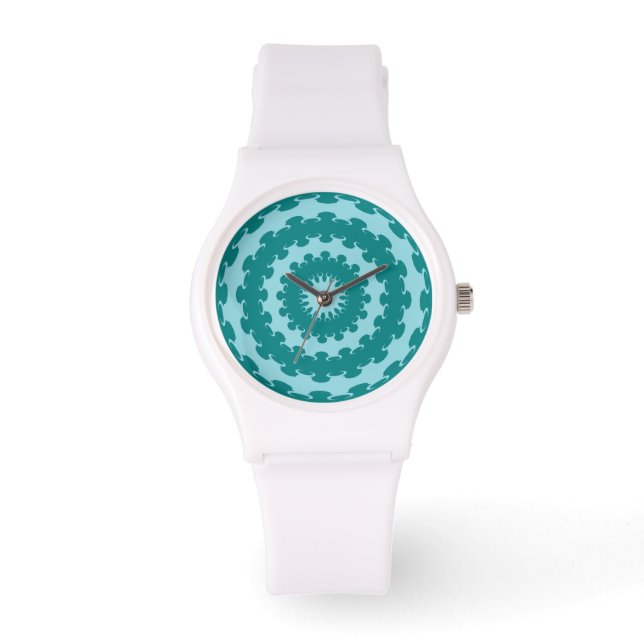Relógio Tanager Turquoise e Teal Blue Crescent Moon Kale (Frente)