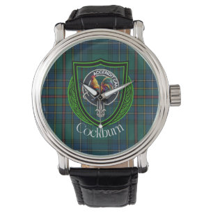 Relógio Tartan e Brasão do Clã Escocês Cockburn