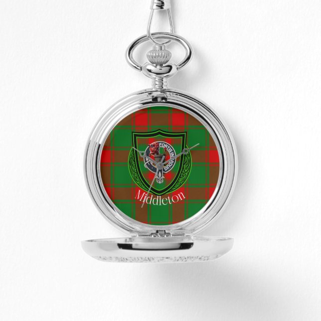 Relógio Tartan e Brasão do Clã Escocês Middleton (Frente)