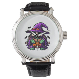 Relógio Tartaruga de Halloween Fantasia de Chapéu de Bruxa