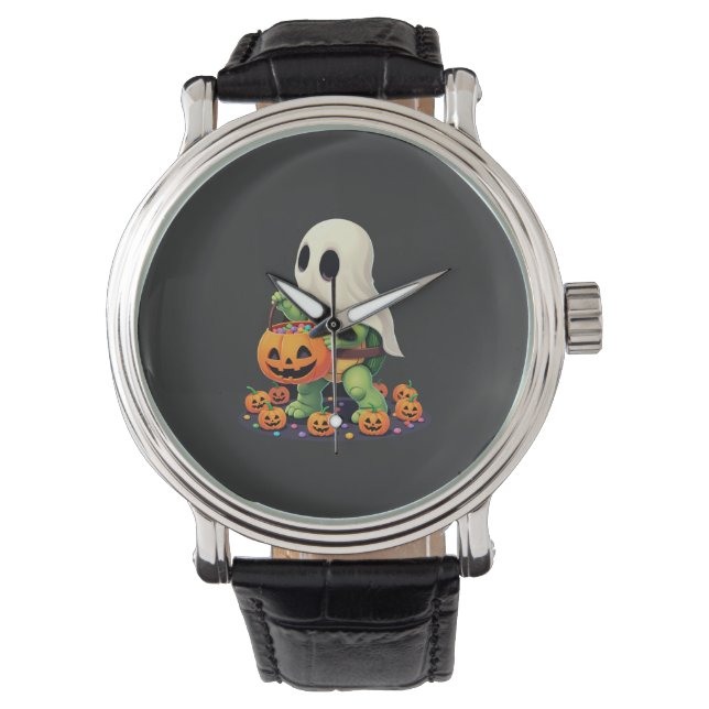 Relógio Tartaruga Fantasma de Halloween Fofa com Doce (2) (Frente)