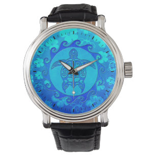 Relógio Tartaruga tribal azul Sun