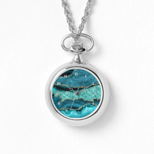 Relógio Teal Blue Marble Aqua Turquoise Watch