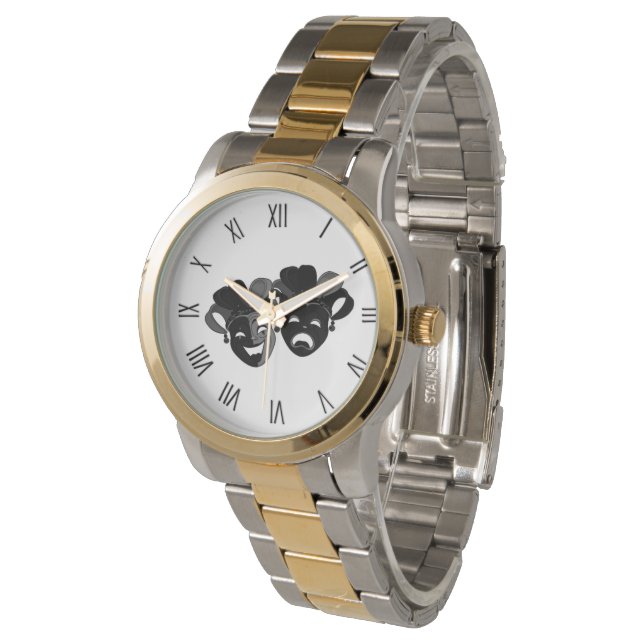 Relógio Teatro de Comédia e Tragédia Números Pretos (Angular)