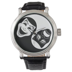 Relógio Teatro Yin Yang Design - Máscaras de Comédia e Tra