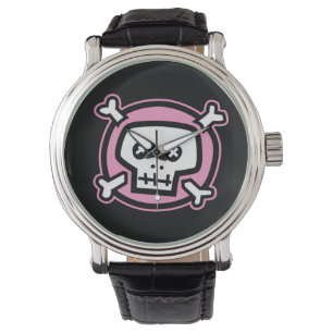 Relógio Tela de Caveira Rosa