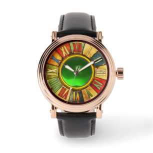 RELÓGIO TEMPO COLORIDO COM GEMSTONE EMERÁRLIDO IMPRESSO B