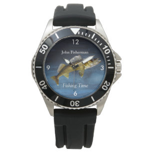 Relógio "Tempo De Pesca" Com Walleye Pikeon Blue Watch