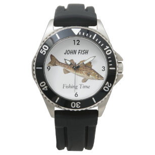 Relógio "Tempo De Pesca" Personalizado Com Walleye Pike