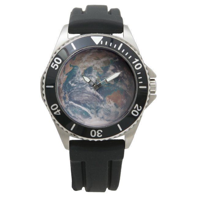 Relógio Terra Marble Azul (Hemisfério Oriental) (Frente)