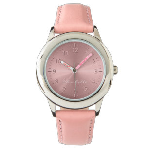 Relógio Textura radial metálica Dourado cor-de-rosa
