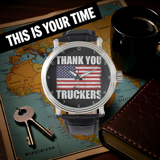 Relógio Thank You Truckers American Flag (Criador carregado)