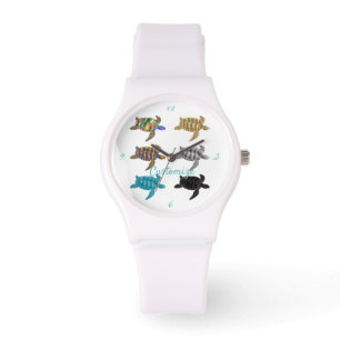 Relógio Thunder_Cove de tartarugas marítimas multicolorid